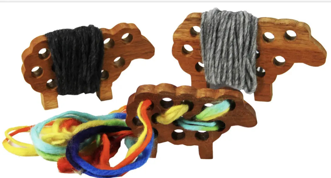 Sheep Set 3 Thread & Play — wooden sheep threading set for early childhood fine motor activities