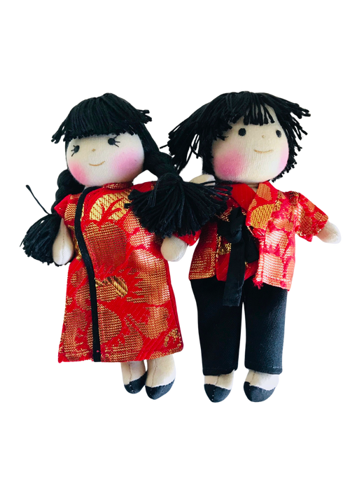 16cm Boy & Girl Cultural Dolls — Aboriginal 16cm boy and girl cultural dolls set, meeting places design