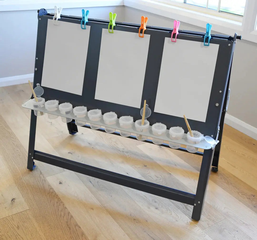 Outdoor Wide 2 sided Easel — Australian-made outdoor wooden wide 2-sided easel for early childhood classrooms