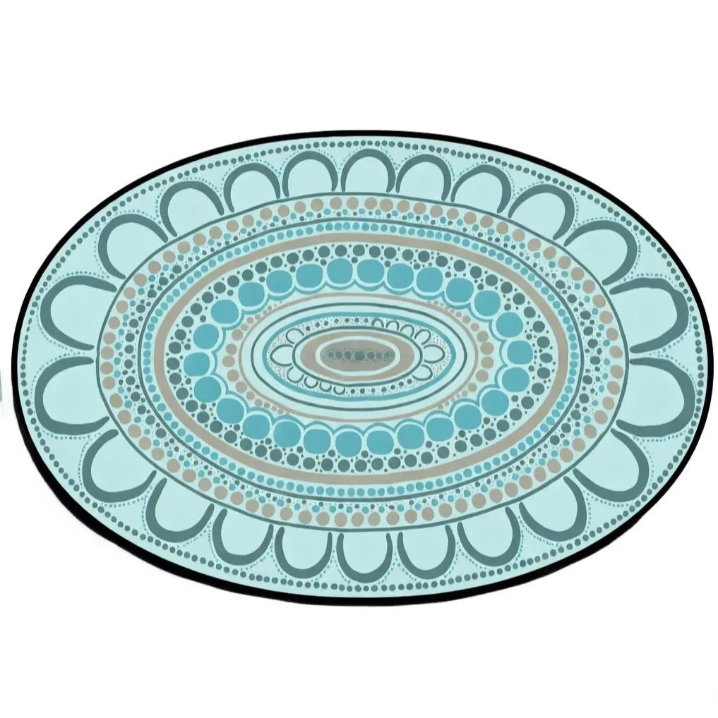Aboriginal Art Yarning Oval Outdoor Mat — seventh alternative view