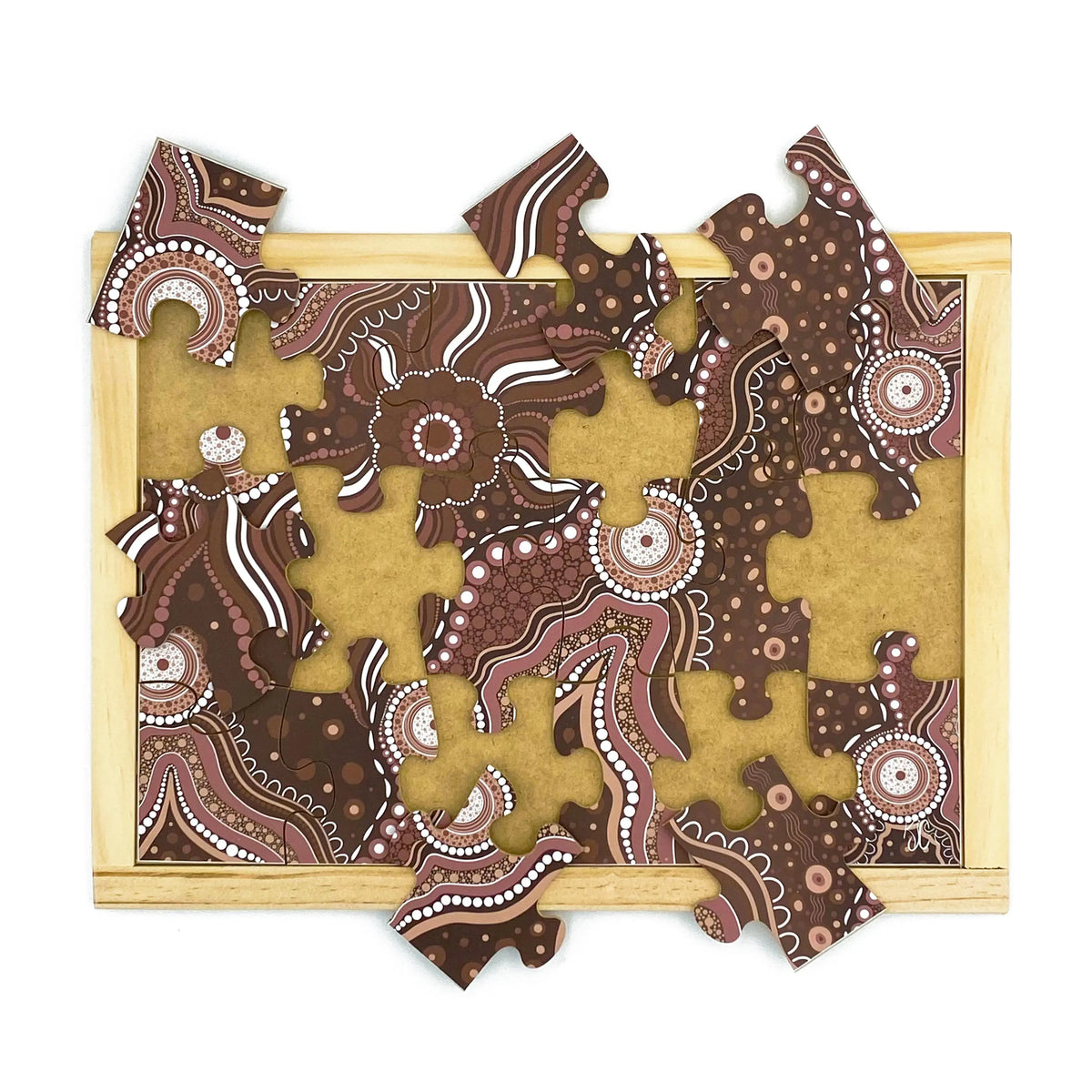 Aboriginal Art Earth Dreaming Puzzle Set of 4 — Bush Dreaming puzzle in set
