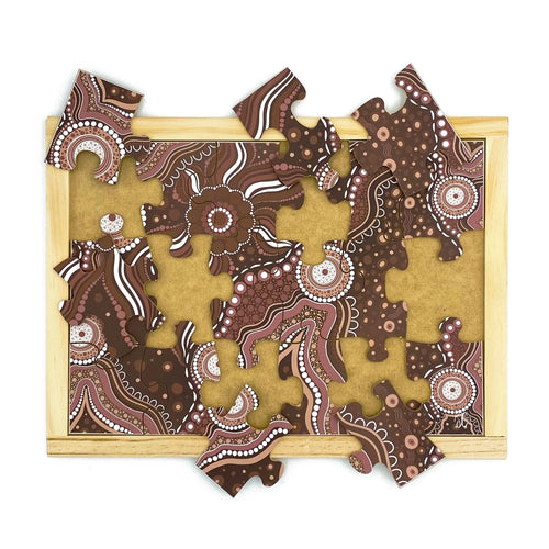 Aboriginal Art Earth Dreaming Puzzle Set of 4 — Bush Dreaming puzzle in set