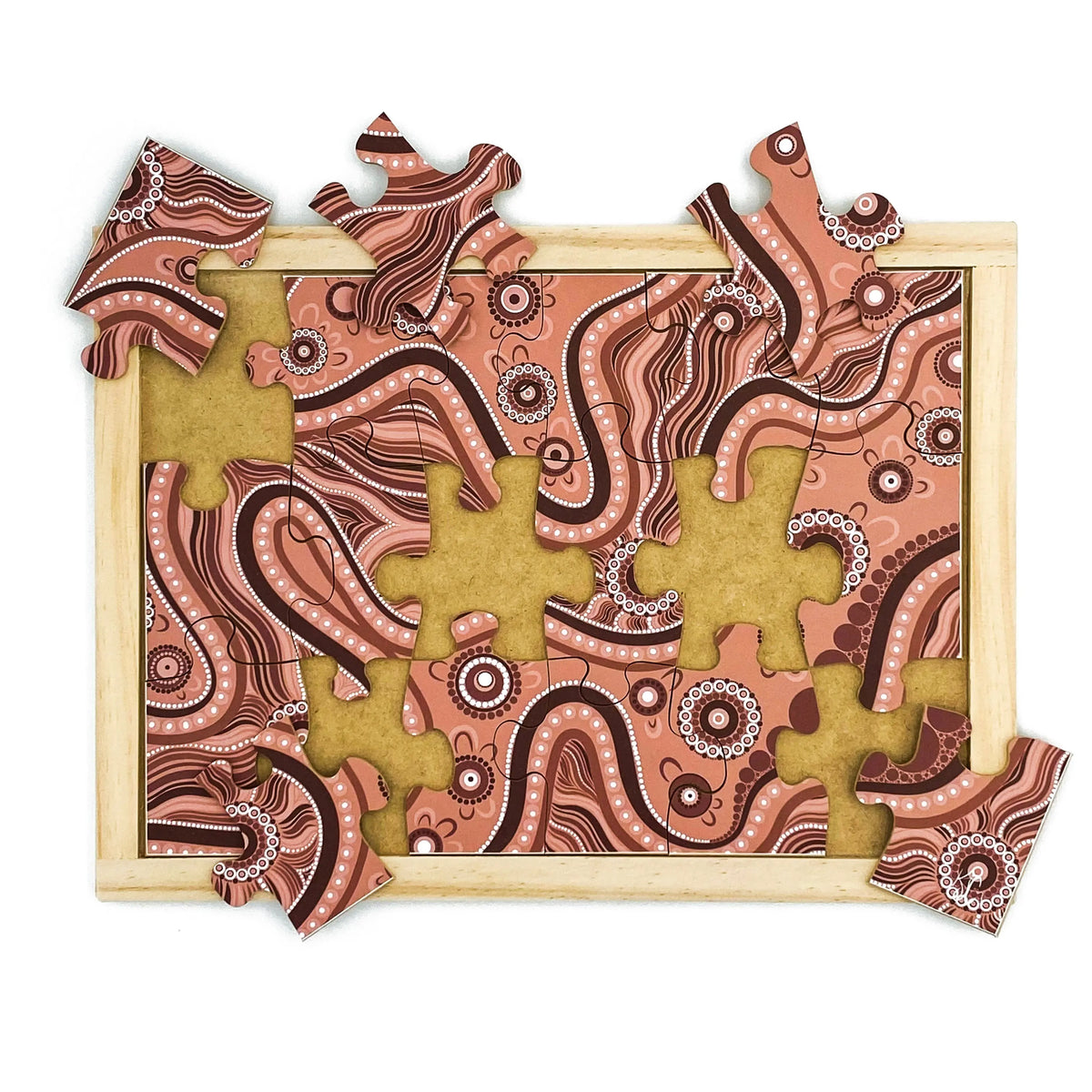 Aboriginal Art Earth Dreaming Puzzle Set of 4 — River Dreaming puzzle in set