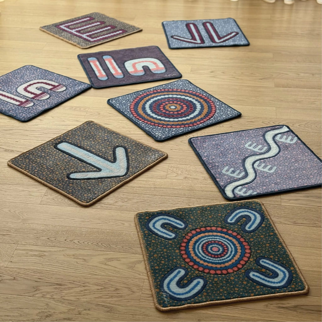 Indigenous Symbols Rug Squares — alternative view of Aboriginal art rug squares