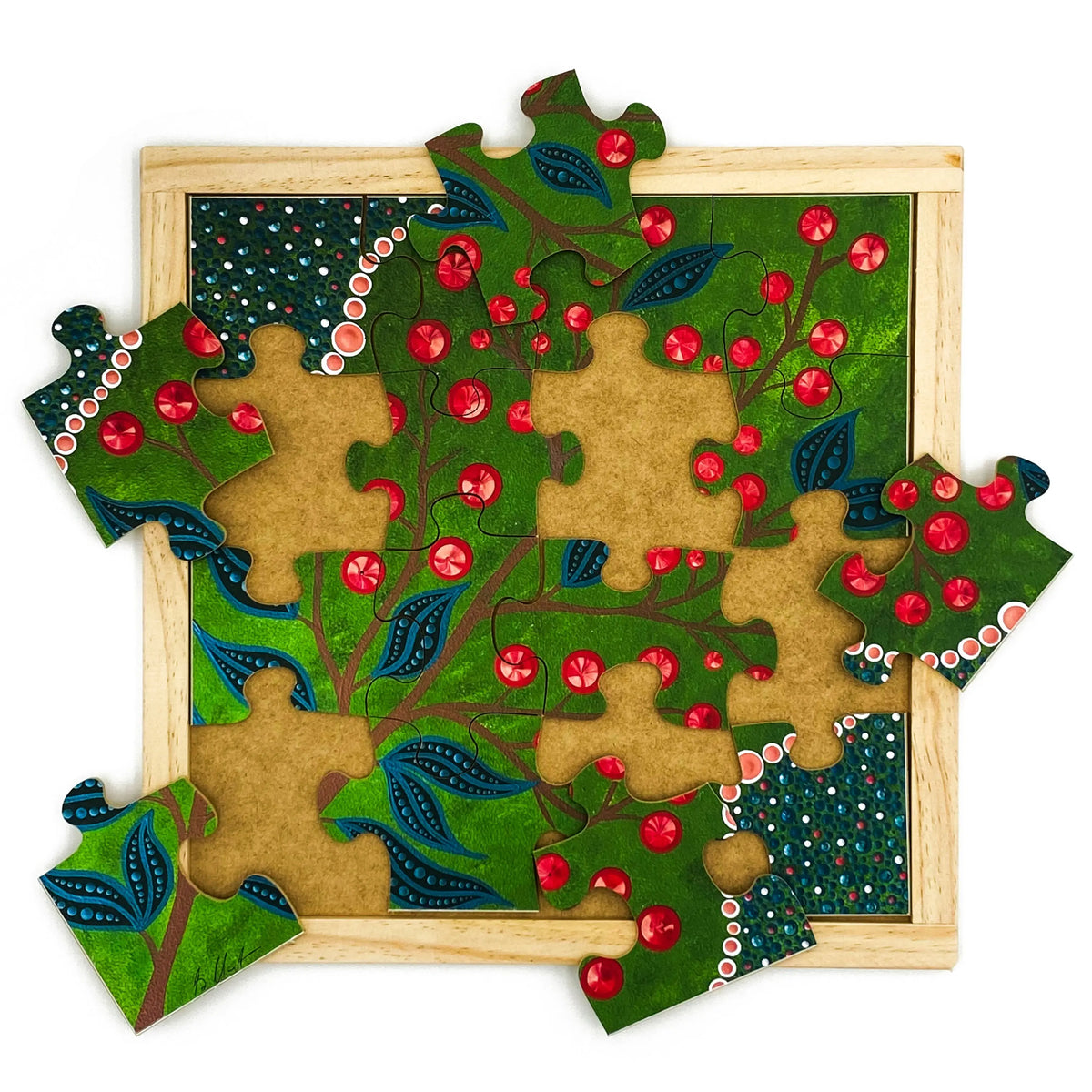 Aboriginal Art Bush Berries Puzzle — puzzle pieces detail