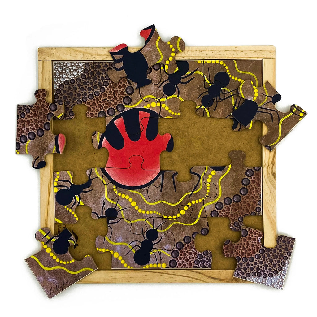 Aboriginal Art Honey Ant Puzzle — puzzle pieces detail