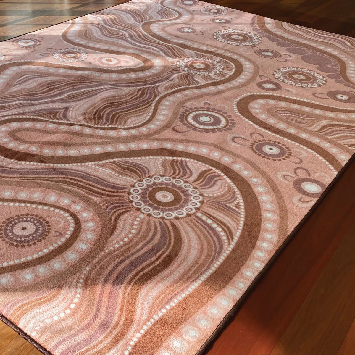 Aboriginal Art River Dreaming Rug — alternative view of Indigenous classroom rug