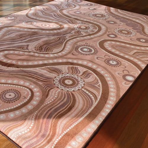 Aboriginal Art River Dreaming Rug — alternative view of Indigenous classroom rug