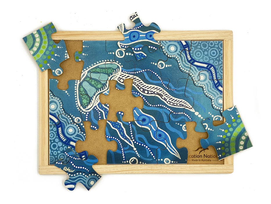 Aboriginal Art Sea Creatures Dreaming Puzzle Set of 4