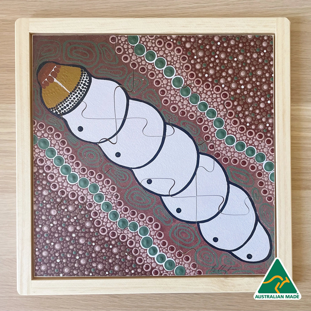 Aboriginal Art Bush Tucker Puzzle Set of 4 — Witchetty Grub puzzle in set