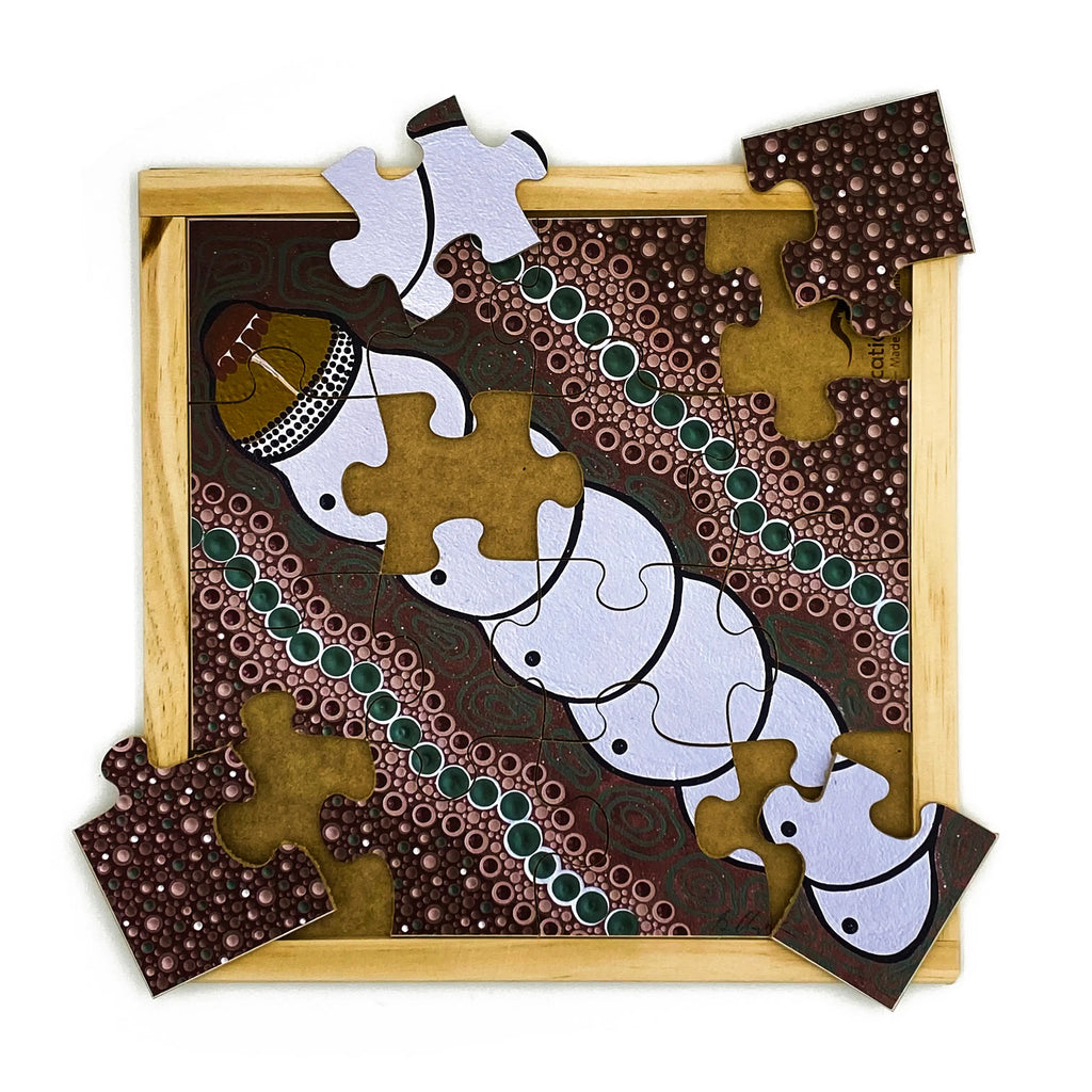 Aboriginal Art Witchetty Grub Puzzle — puzzle pieces detail