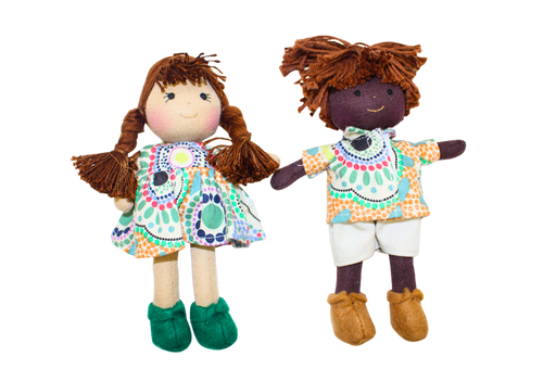 Aboriginal Boy & Girl Mini Dolls 16cm meeting places