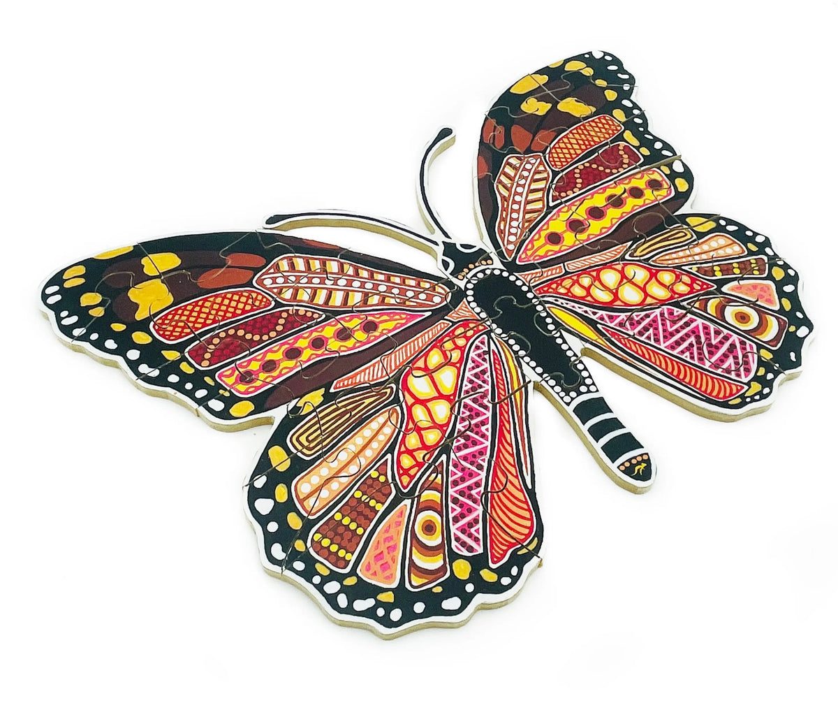 Aboriginal Butterfly Floor Puzzle — Australian-made Indigenous-themed wooden floor puzzle for early learning