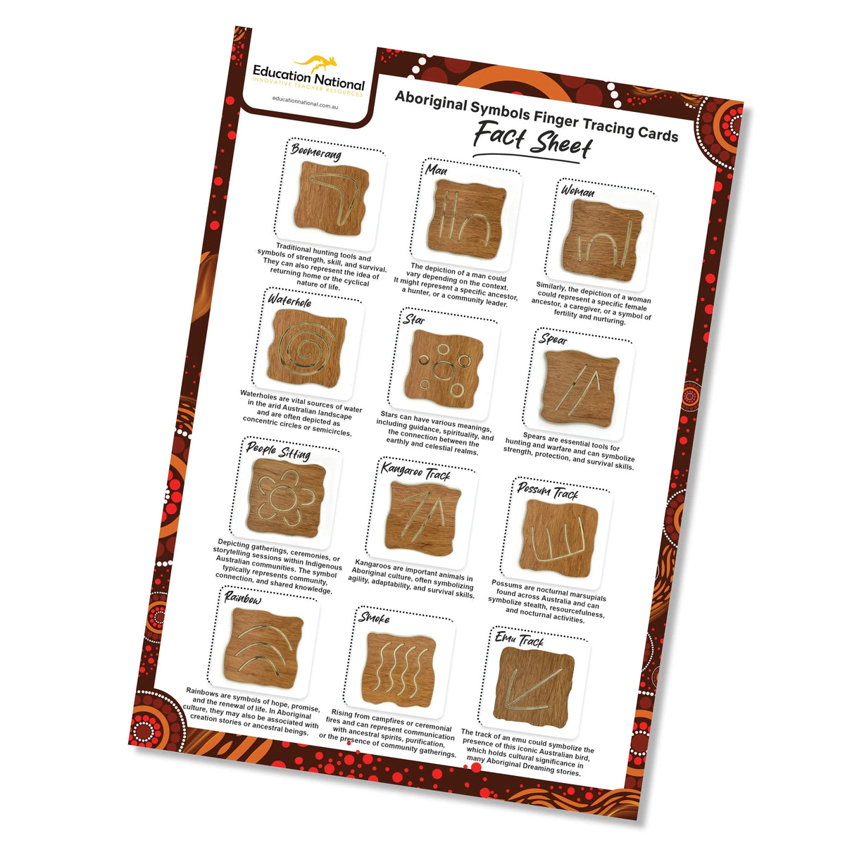 Aboriginal Symbols Finger Tracing Cards Fact Sheet — fact sheet for Aboriginal symbols finger tracing cards