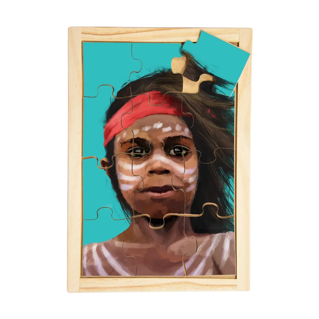 Aboriginal Traditional Boy puzzle — single puzzle detail from set