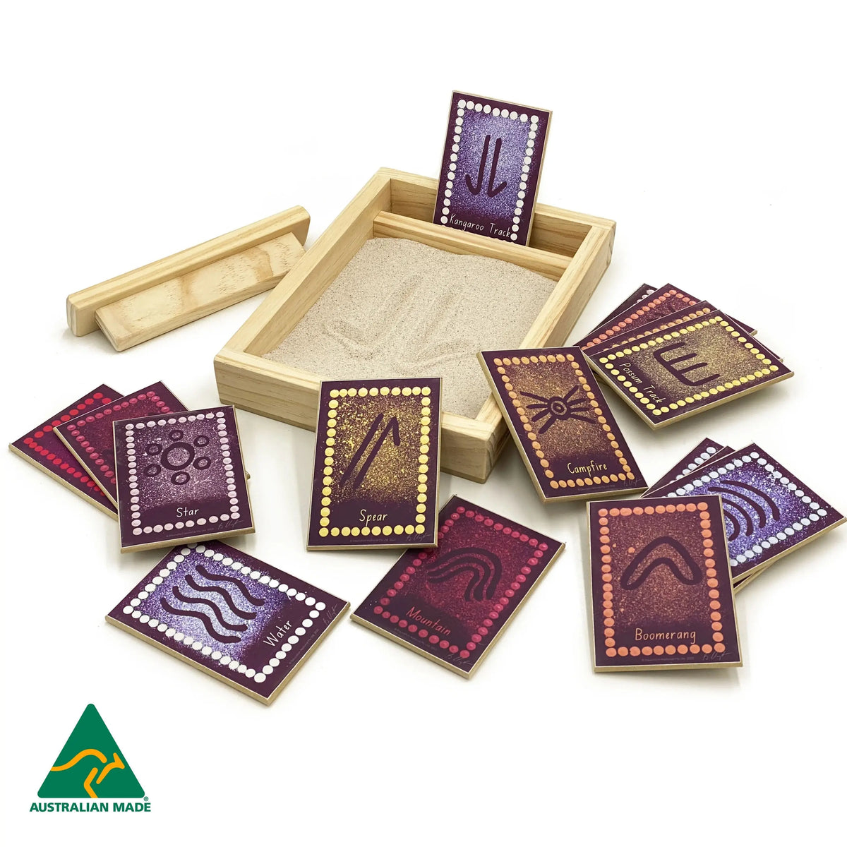 Aboriginal symbols sand drawing game — Australian-made Indigenous sand tracing game for early learning