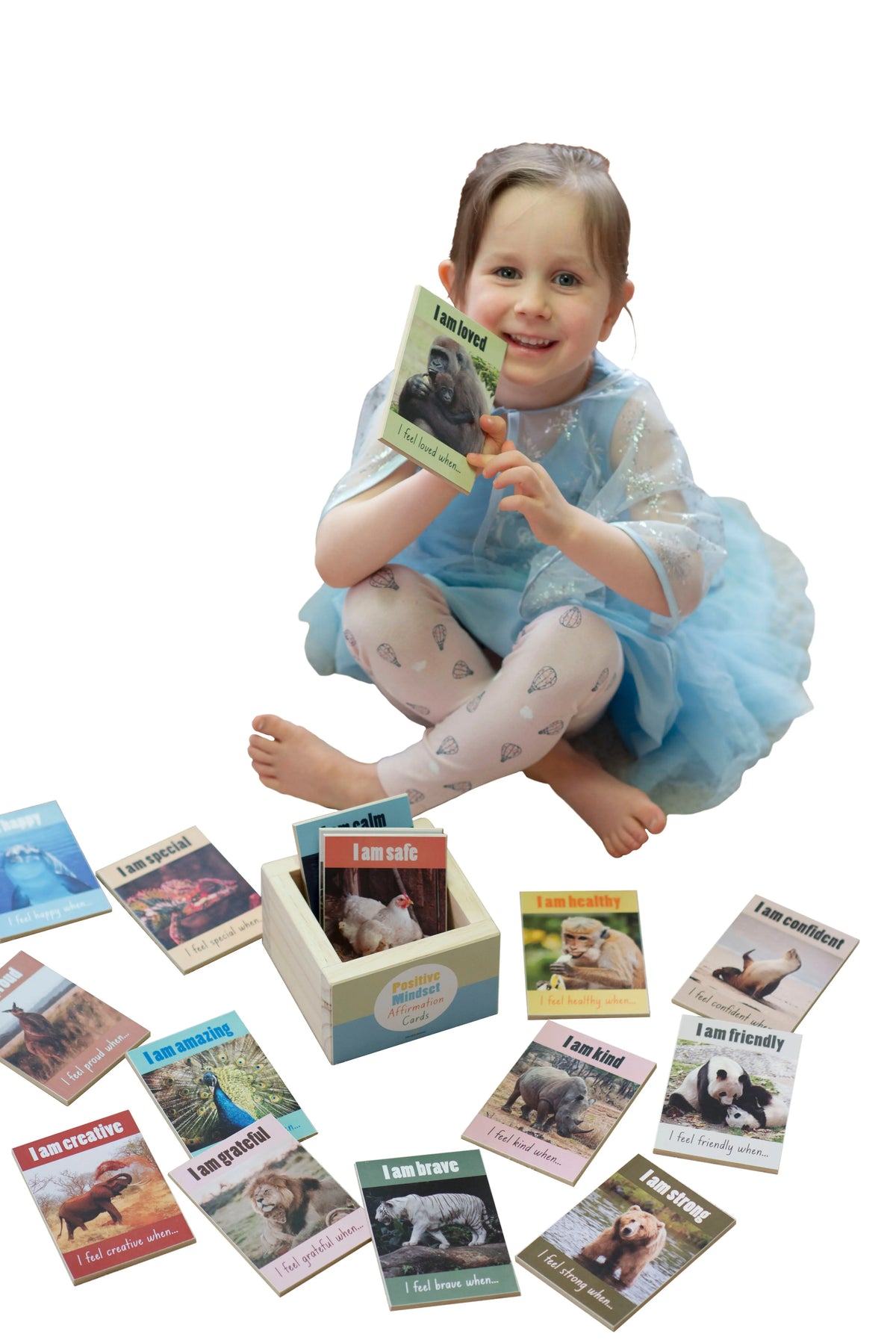 Positive Mindset Affirmation Cards — child using affirmation cards in classroom setting