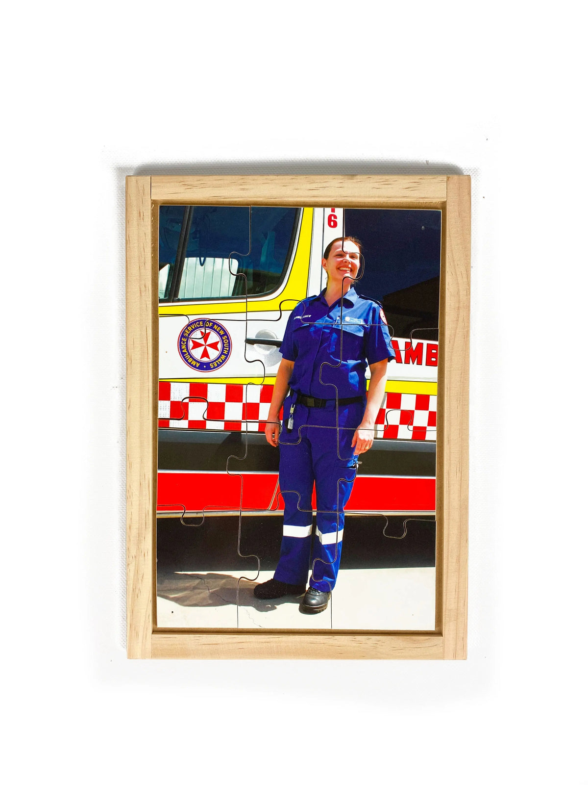 Ambulance Officer Puzzle — hand-painted wooden jigsaw puzzle — Australian-made early learning resource, ages 3+