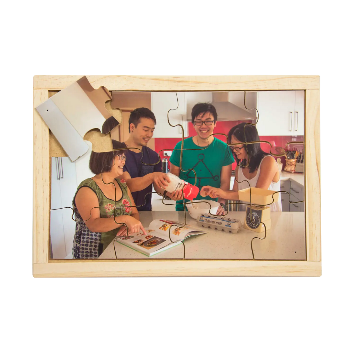 Asian Family Baking Puzzle — hand-painted wooden jigsaw puzzle — Australian-made multicultural learning resource