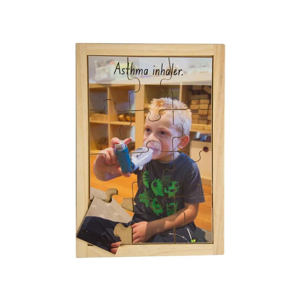 Asthma Puzzle — hand-painted wooden jigsaw puzzle — Australian-made health & safety early learning resource