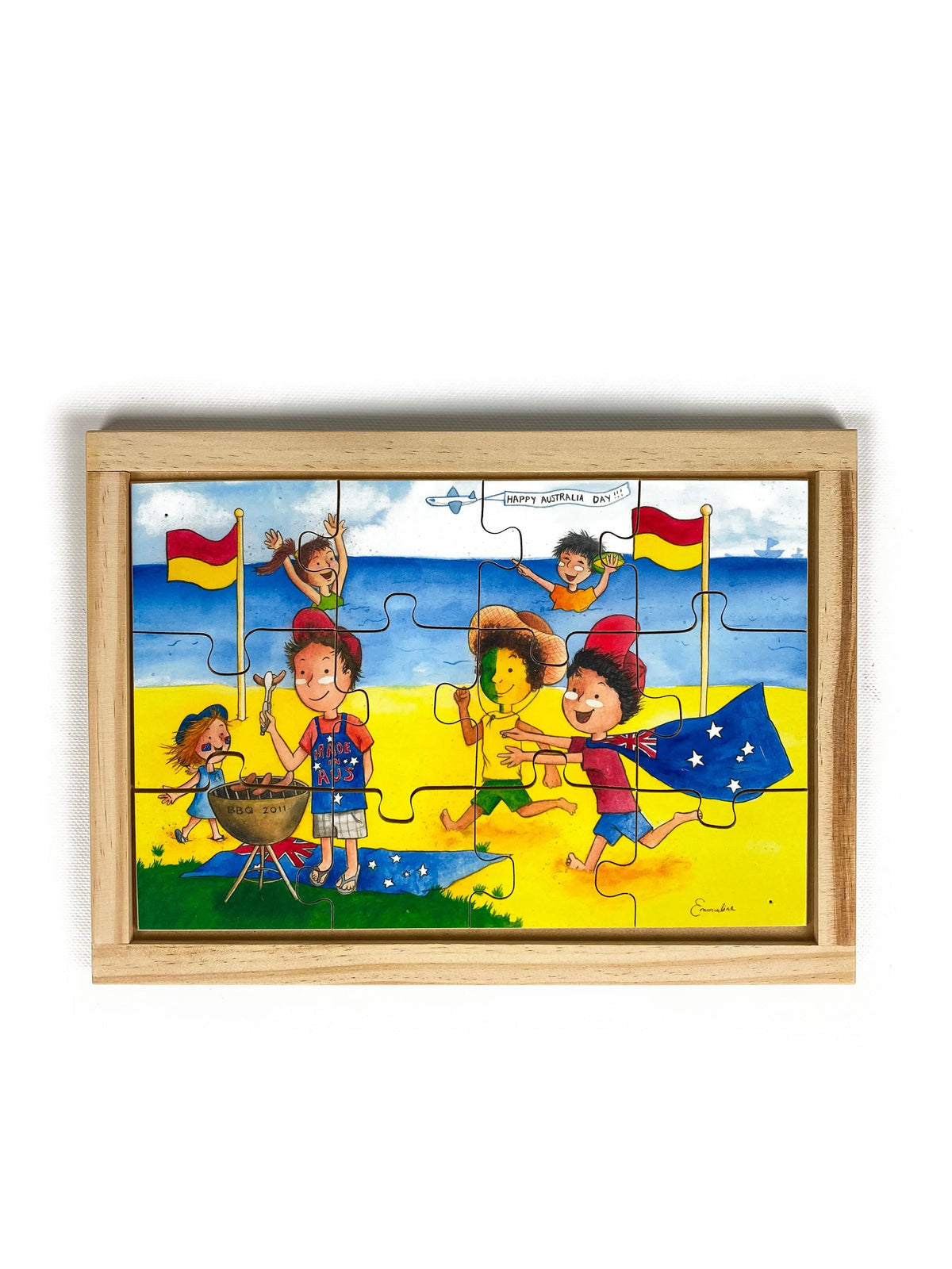 Australia Day Celebrations Puzzle — hand-painted wooden jigsaw puzzle — Australian-made early learning resource, ages 3+