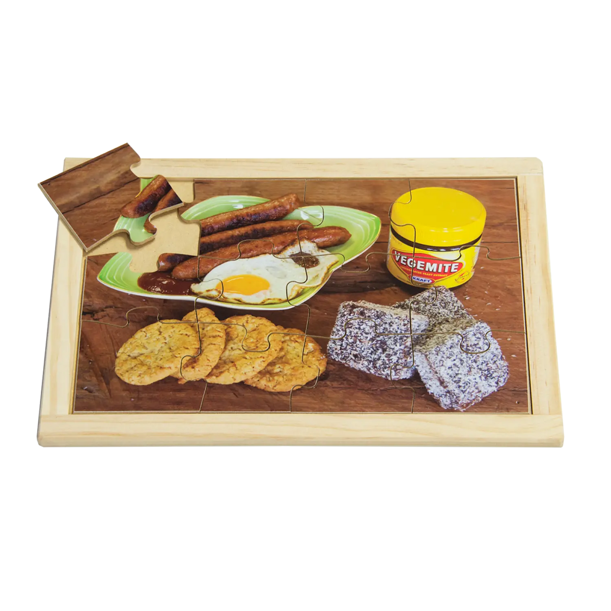 Australian Food Puzzle — hand-painted wooden jigsaw puzzle — Australian-made early learning resource, ages 3+