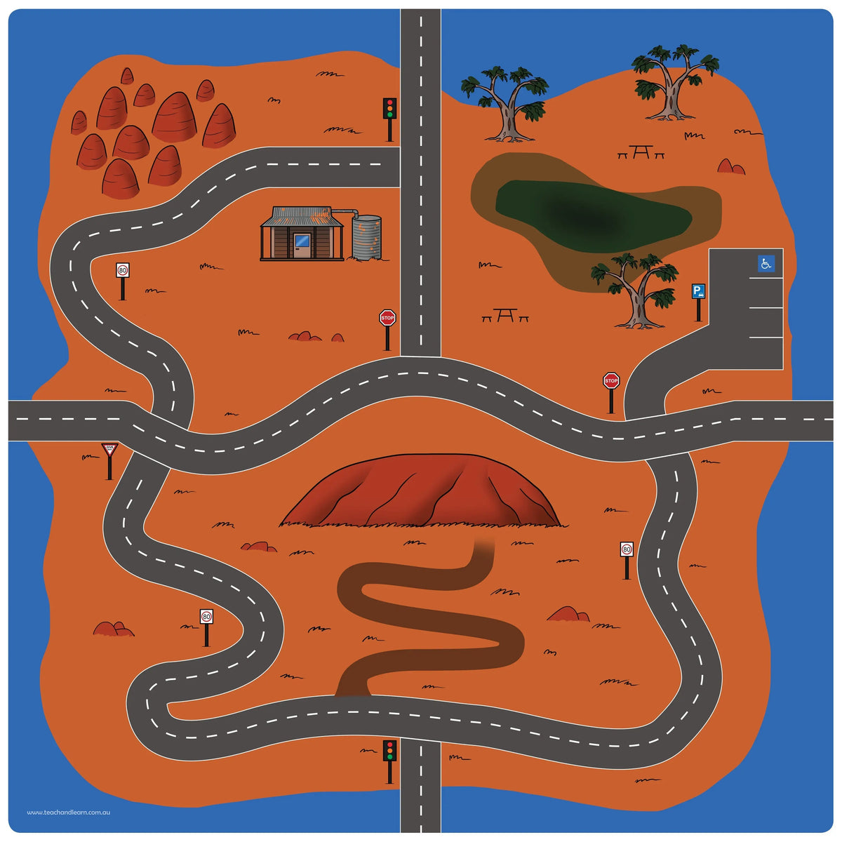 Australian Road Mat Set of 4 Rugs — alternative view of road mat with toy vehicles