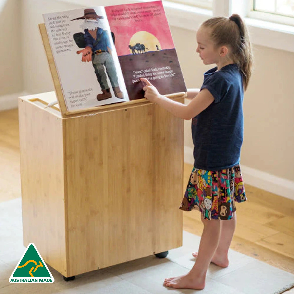 Bamboo Big Book Easel — sustainable bamboo easel for displaying big books in early childhood classrooms