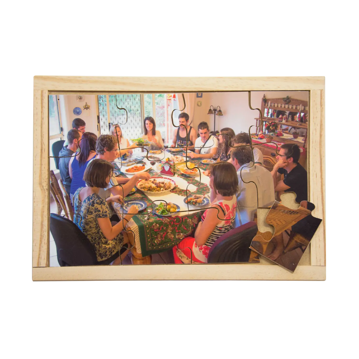 Big Family Feast BBQ Puzzle — hand-painted wooden jigsaw puzzle — Australian-made multicultural learning resource