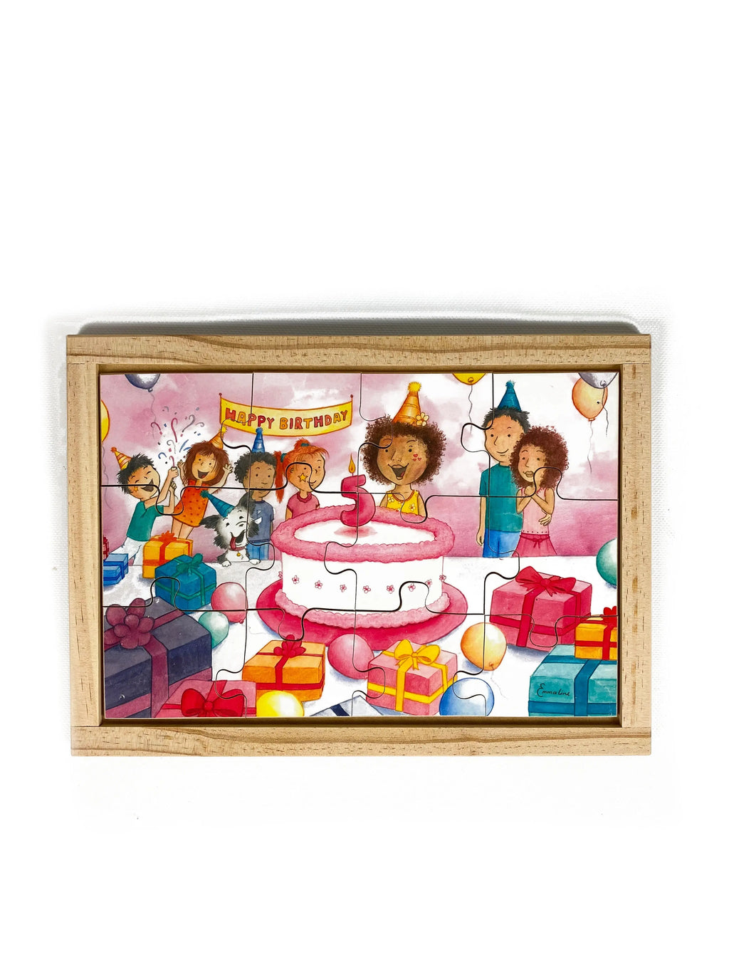 Birthday Celebrations Puzzle — hand-painted wooden jigsaw puzzle — Australian-made early learning resource, ages 3+