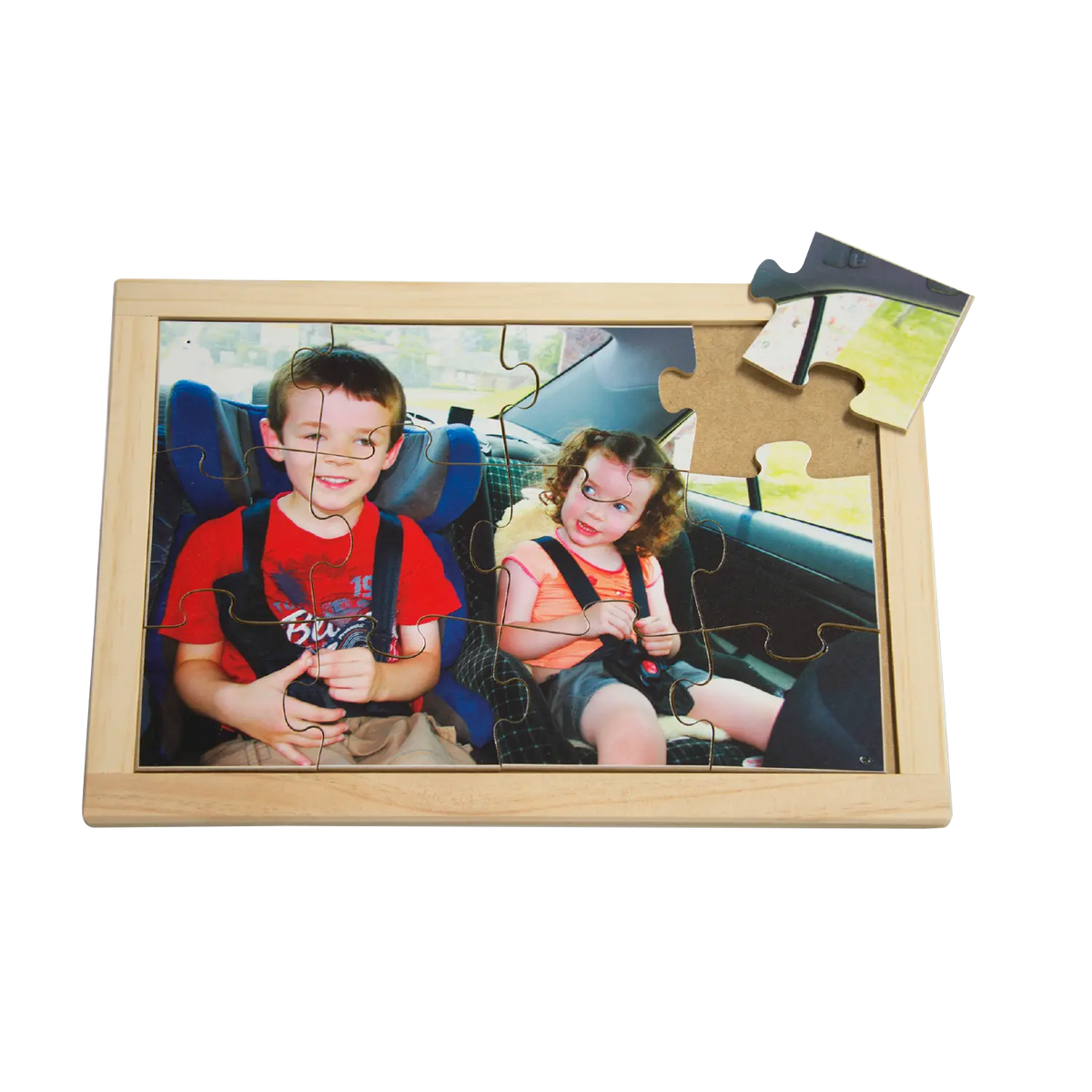 Booster Seat Belt Road Safety Puzzle — hand-painted wooden jigsaw puzzle — Australian-made road safety resource