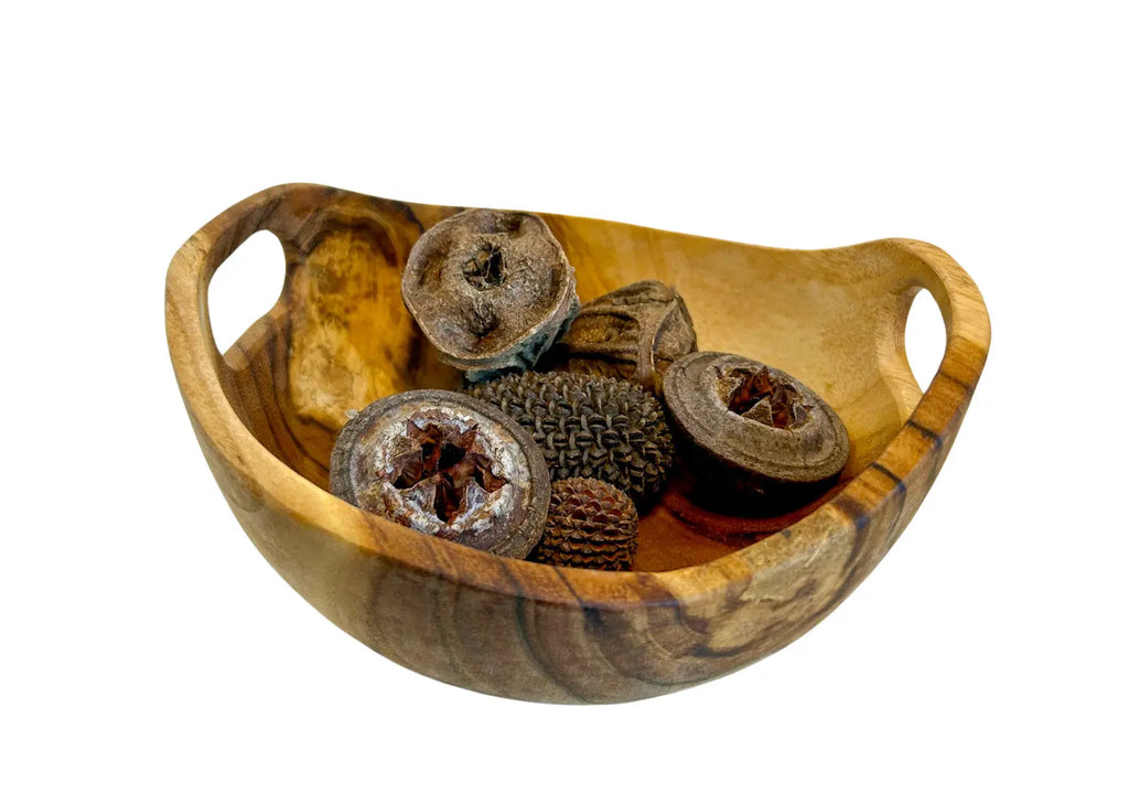 Bowl with Handles — wooden bowl with handles for early childhood imaginative kitchen play