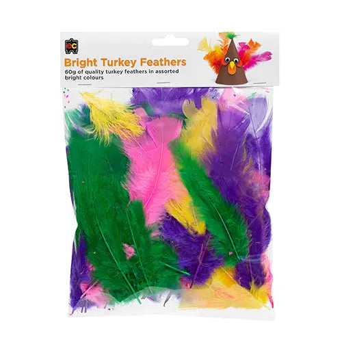 Bright Turkey Feathers — bright craft feathers for early childhood art activities