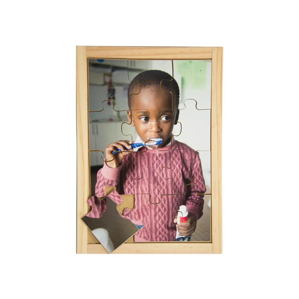 Brushing Teeth Puzzle — hand-painted wooden jigsaw puzzle — Australian-made hygiene early learning resource