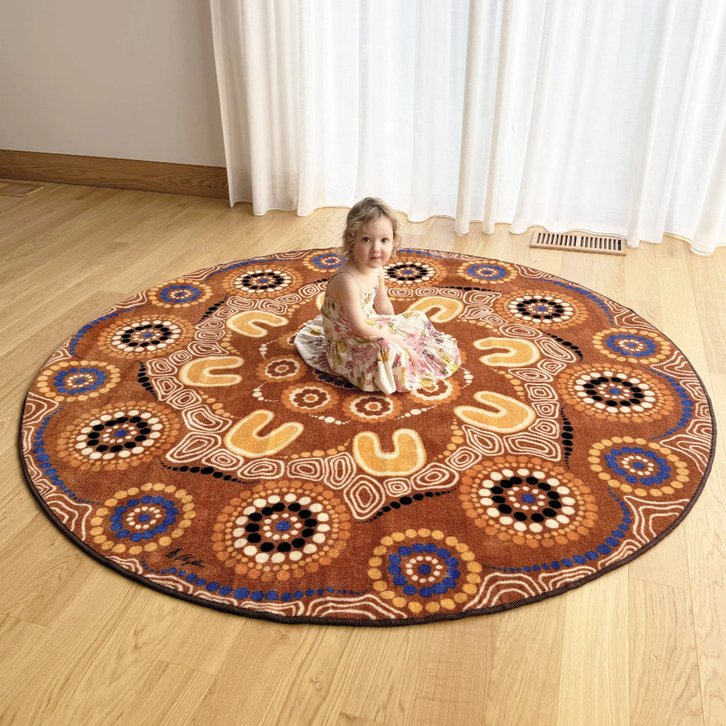 Yarning Camp Classroom Rug — alternative view of Aboriginal art yarning camp rug