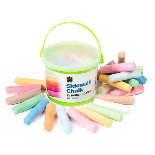 Chalk-Sidewalk Bucket of 24 — chunky sidewalk chalk for outdoor early childhood play