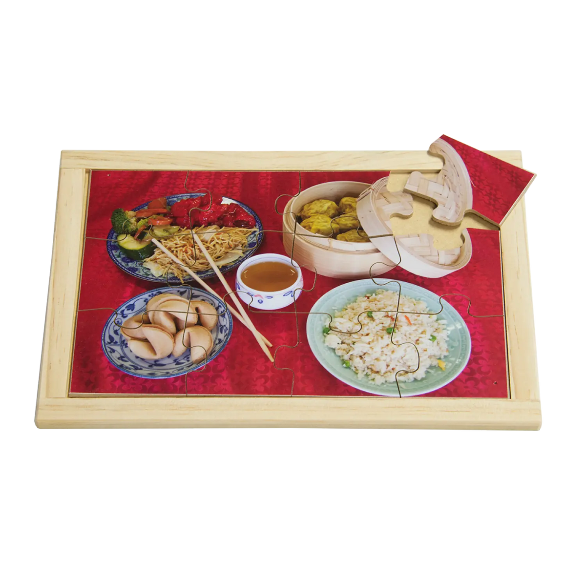 Chinese Food Puzzle — hand-painted wooden jigsaw puzzle — Australian-made world cuisine learning resource