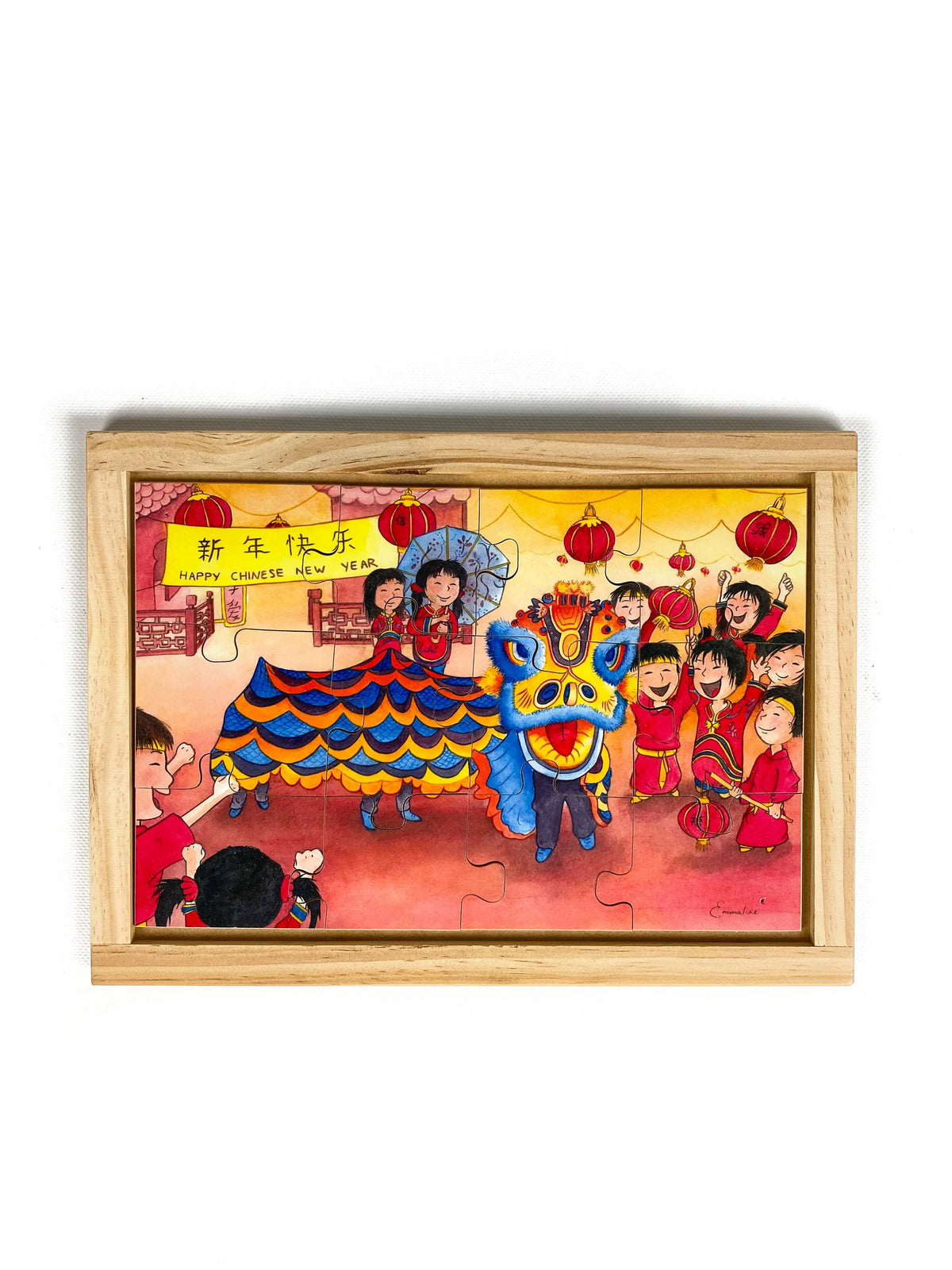 Chinese New Year Celebrations Puzzle — hand-painted wooden jigsaw puzzle — Australian-made early learning resource, ages 3+