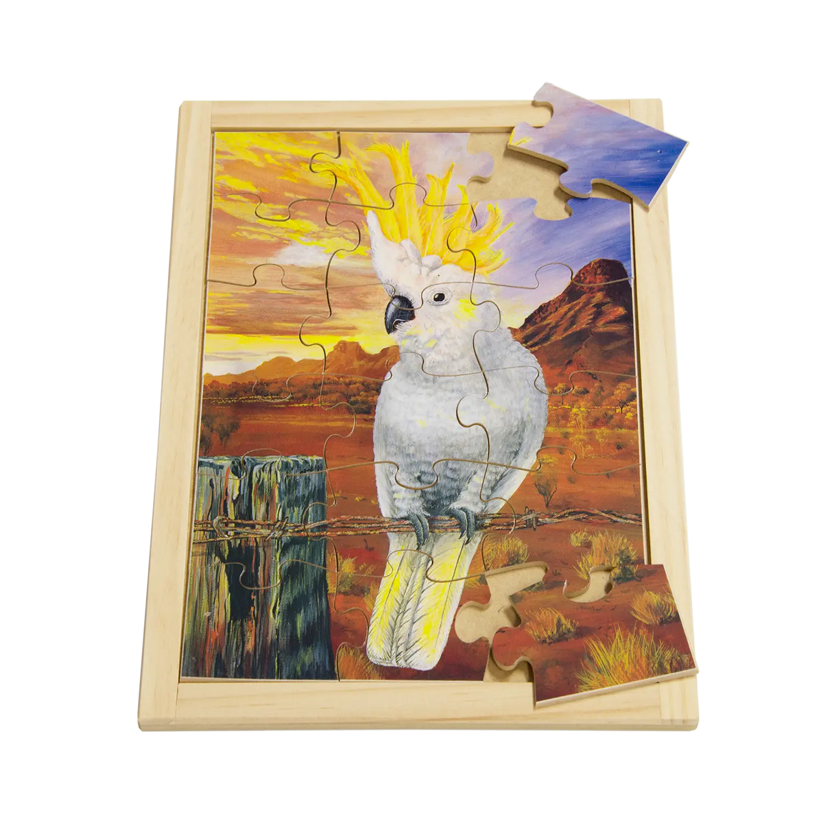 Cockatoo Puzzle — hand-painted wooden jigsaw puzzle — Australian-made Australian animals early learning resource