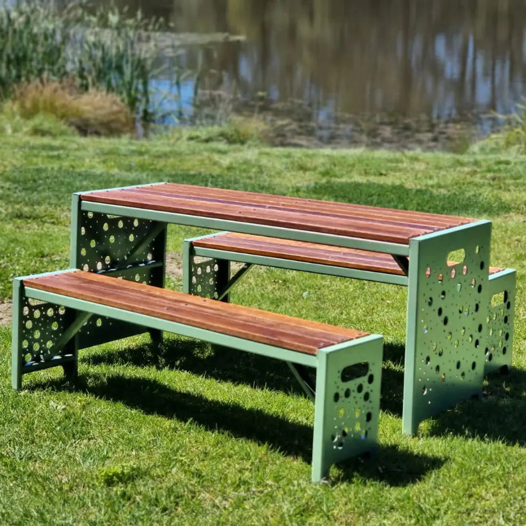 Eucalyptus Picnic Table & Bench — Australian eucalyptus timber outdoor picnic table and bench for early childhood