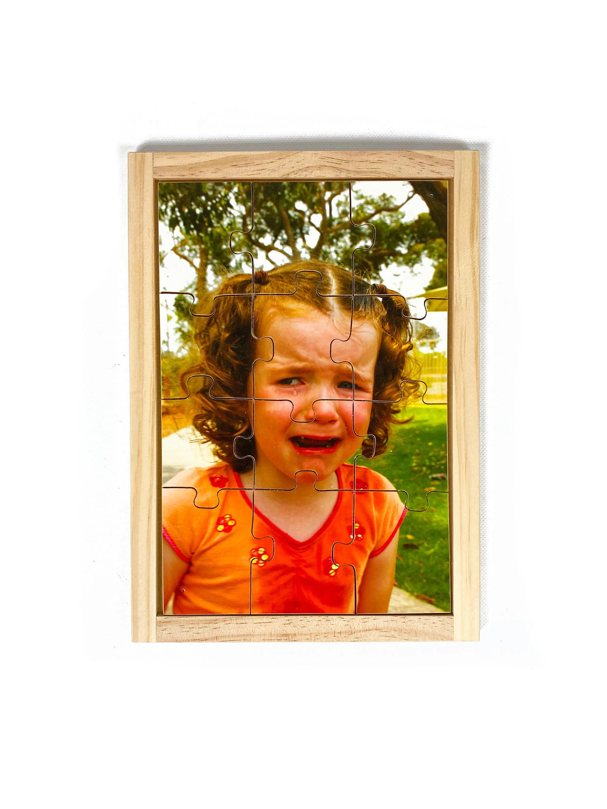 Crying Girl Puzzle — hand-painted wooden jigsaw puzzle — Australian-made early learning resource, ages 3+