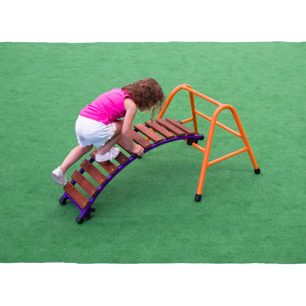 Curved Board Walk — Australian-made wooden curved walkway climbing frame attachment for early childhood