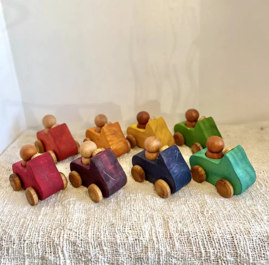 Rainbow Cars Set of 8 — set of 8 rainbow wooden cars for early childhood imaginative play