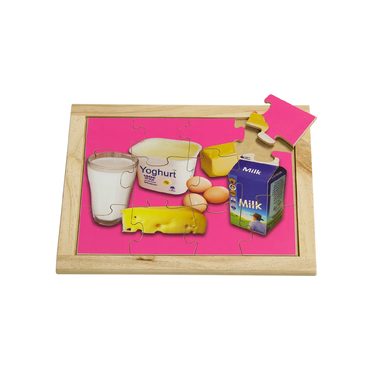 Dairy and Poultry Small Puzzle — hand-painted wooden jigsaw puzzle — Australian-made healthy food resource