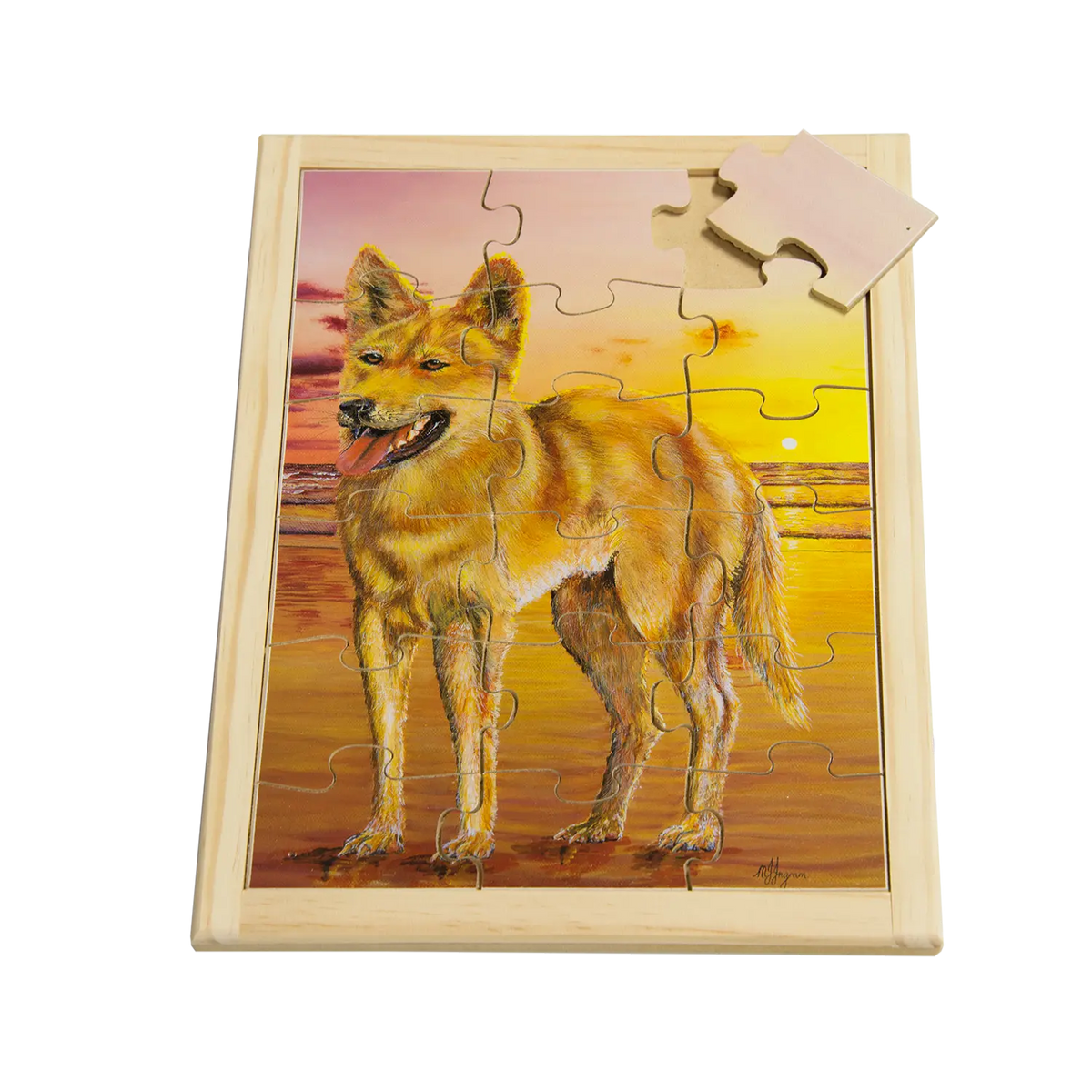 Dingo Puzzle — hand-painted wooden jigsaw puzzle — Australian-made Australian animals early learning resource