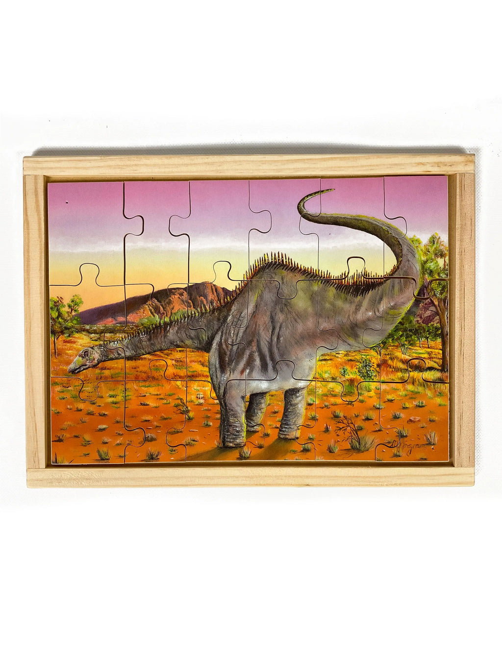 Diplodocus Puzzle — hand-painted wooden jigsaw puzzle — Australian-made early learning resource, ages 3+