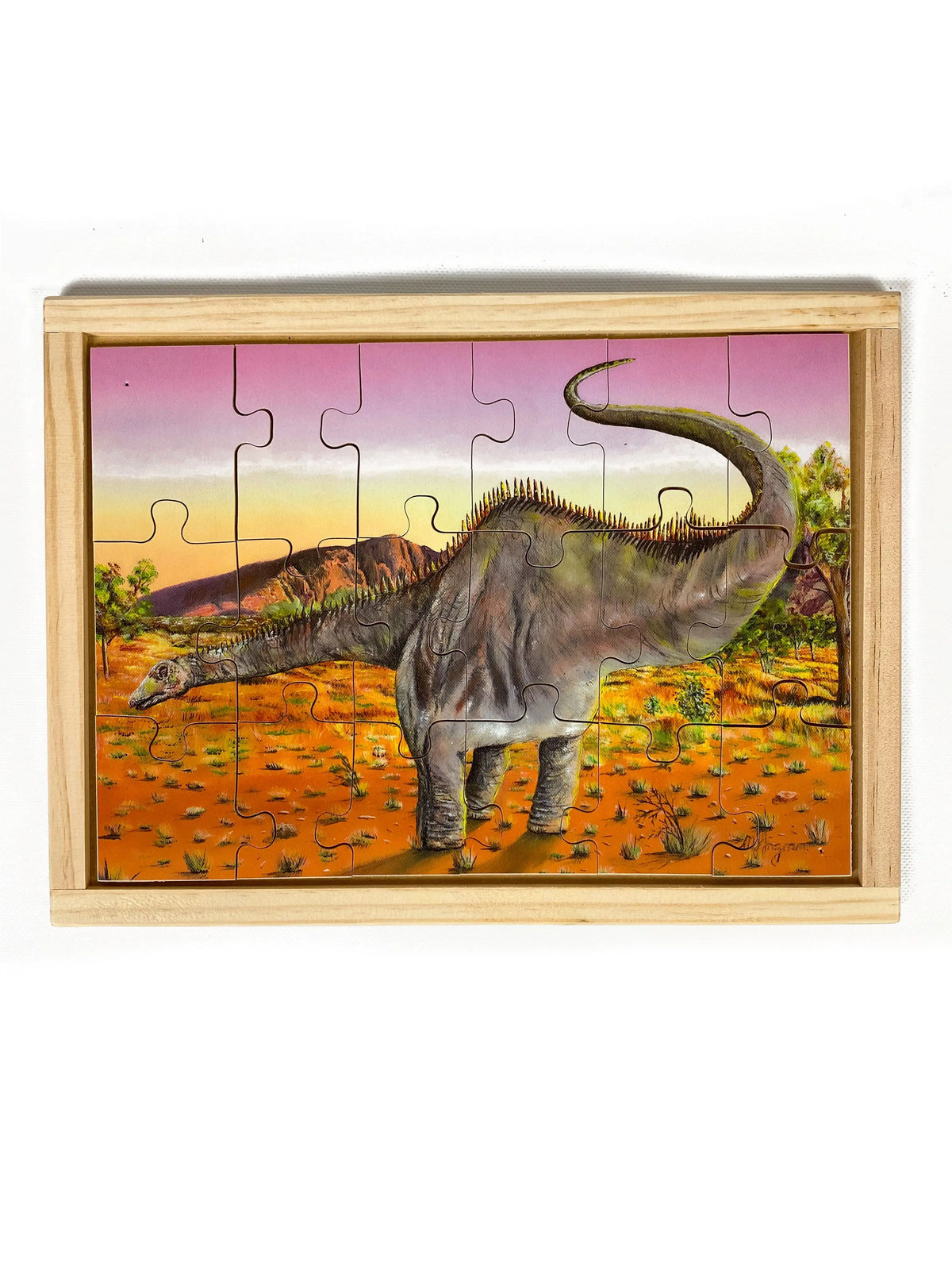 Diplodocus Puzzle — hand-painted wooden jigsaw puzzle — Australian-made early learning resource, ages 3+