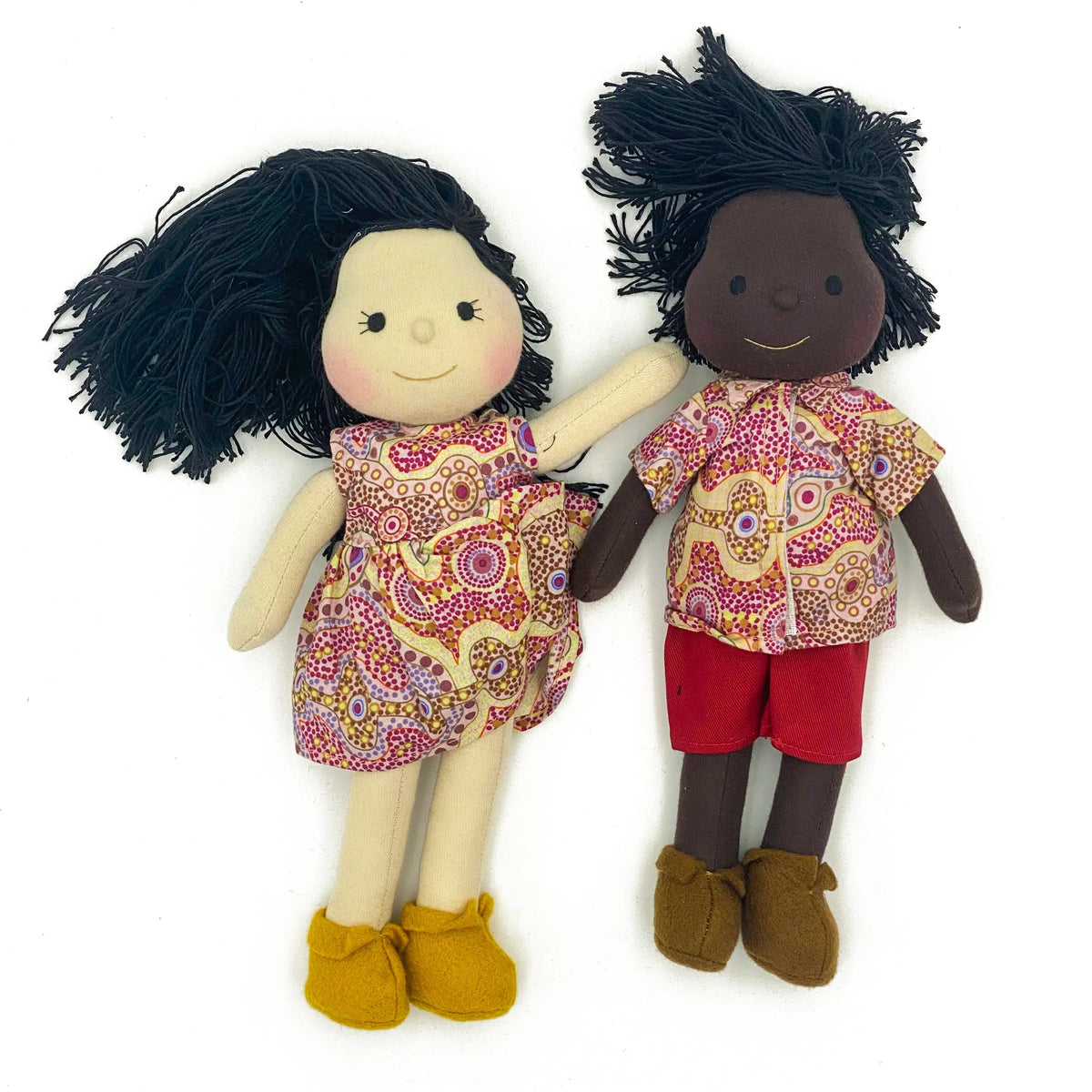 Doll Set 27cm Yalke Red Boy & Girl — 27cm cloth dolls set, boy and girl, for early childhood imaginative play