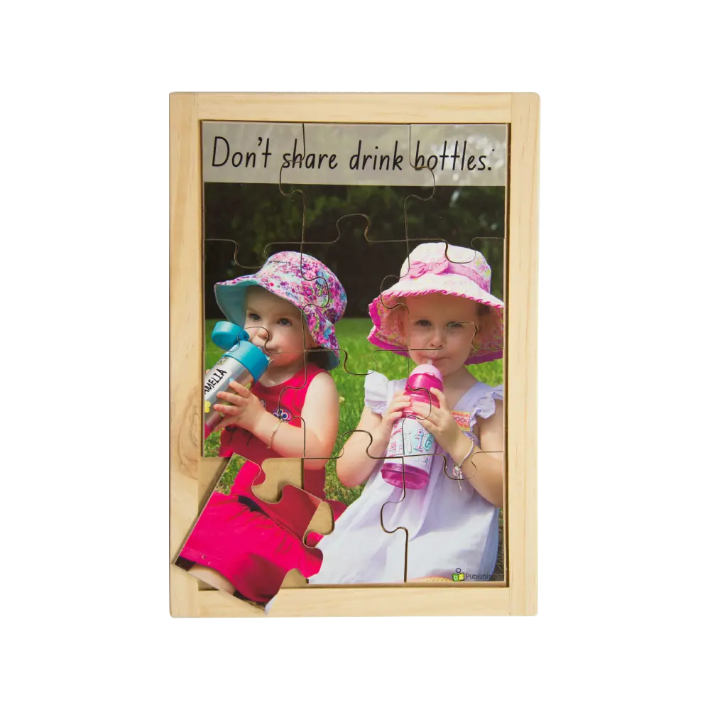 Drink Bottles Puzzle — hand-painted wooden jigsaw puzzle — Australian-made early learning resource, ages 3+