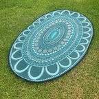 Aboriginal Art Yarning Oval Outdoor Mat — weatherproof Indigenous art outdoor learning mat for Australian school outdoor spaces and playgrounds